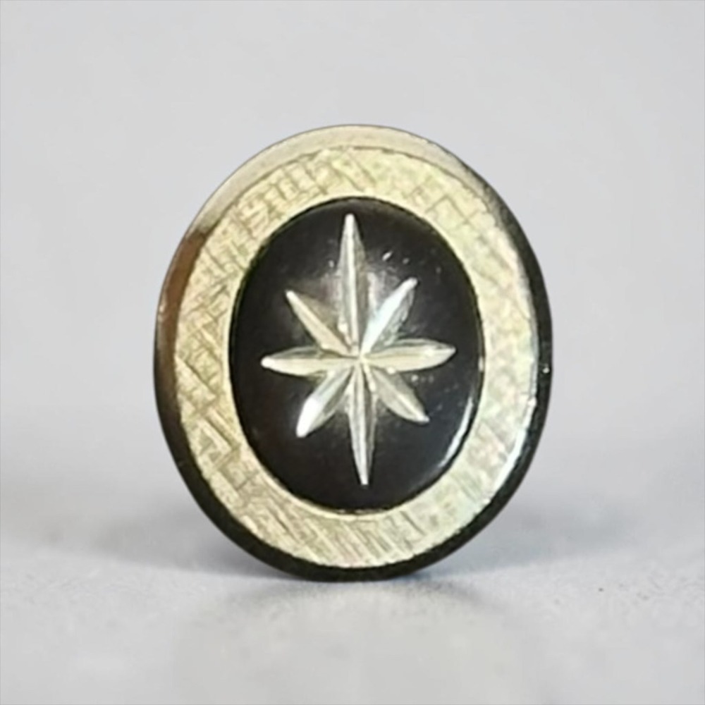 Vintage Starburst Oval Bar Chain Tie‎ Tack Mens Silver Tone Black